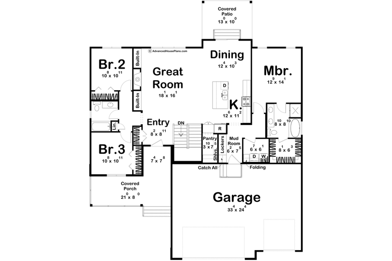 House Design - Floor Plan - Main Floor for Modern House Plan #455-747 - 3 bed, 2 bath