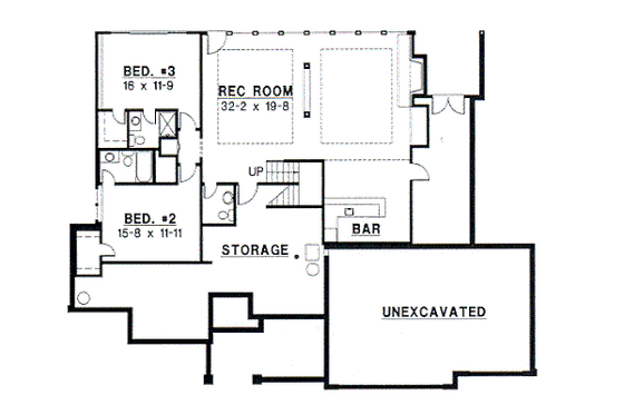 Floor Plan - Lower Floor for Traditional House Plan #67-276 - 4 bed, 4 bath