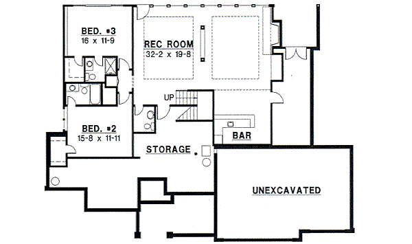 Traditional Floor Plan - Lower Floor Plan #67-276