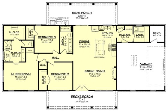 Floor Plan - Main Floor for Barndominium House Plan #430-451 - 3 bed, 2 bath