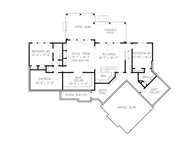 Architectural House Design - Craftsman Floor Plan - Lower Floor Plan #54-491