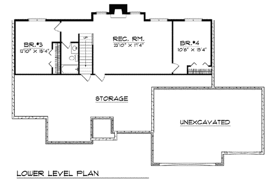 Floor Plan - Lower Floor for European House Plan #70-782 - 4 bed, 3 bath