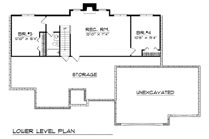 House Blueprint - Floor Plan - Lower Floor for European House Plan #70-782 - 4 bed, 3 bath