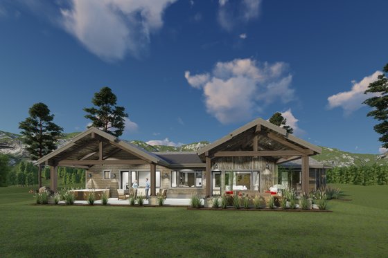 Exterior - Rear Elevation 1 for Ranch House Plan #1069-34 - 3 bed, 2.5 bath