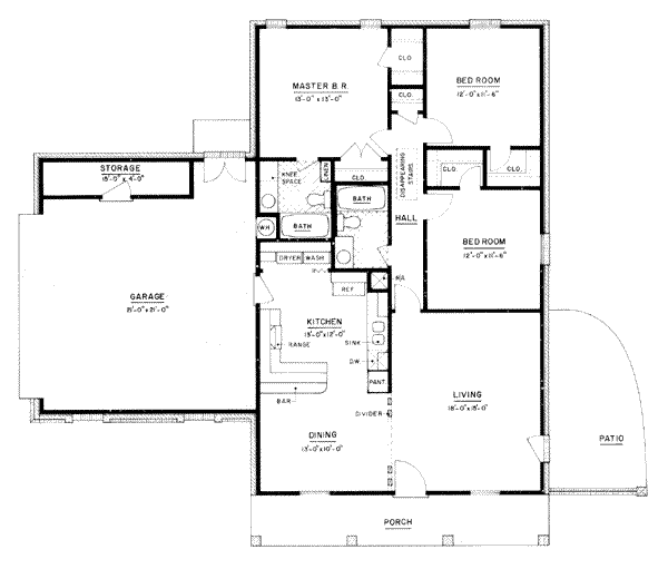 House Design - Ranch Floor Plan - Main Floor Plan #36-358
