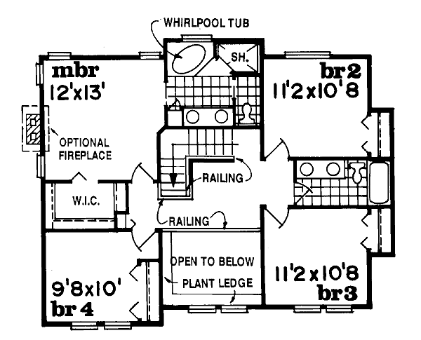Traditional Floor Plan - Upper Floor Plan #47-276