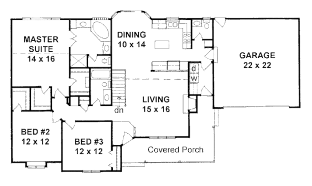 Ranch Style House Plan 3 Beds 2.5 Baths 1586 Sq/Ft Plan