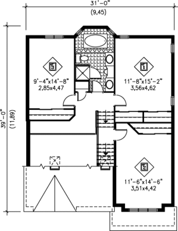 Contemporary Floor Plan - Upper Floor Plan #25-4241