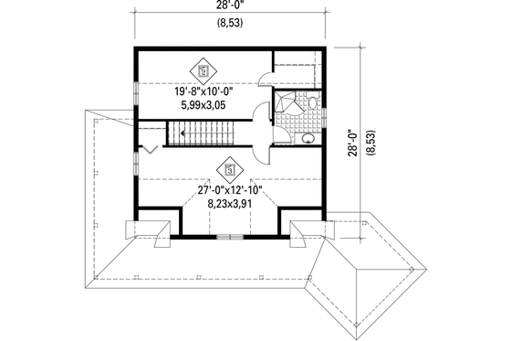 Floor Plan - Upper Floor for Country House Plan #25-4739 - 3 bed, 2 bath
