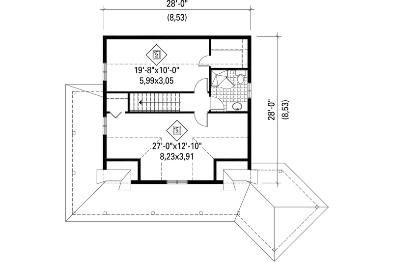 Architectural House Design - Floor Plan - Upper Floor for Country House Plan #25-4739 - 3 bed, 2 bath