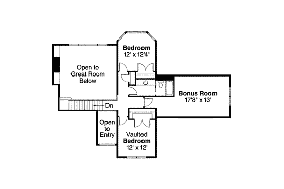 Floor Plan - Upper Floor for European House Plan #124-512 - 4 bed, 3 bath
