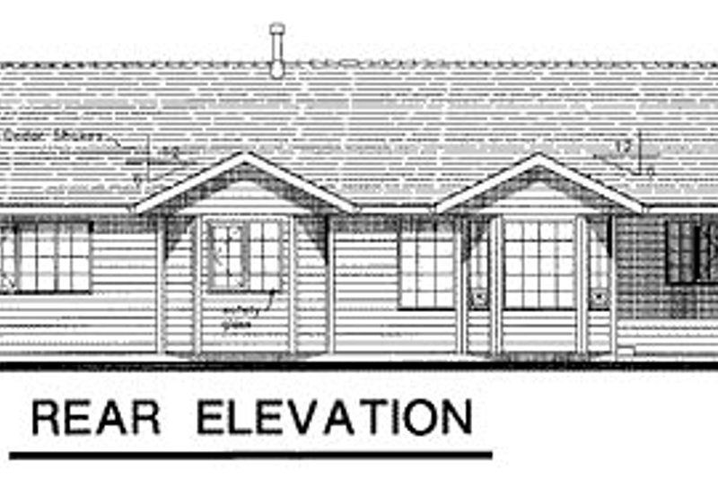 House Blueprint - Exterior - Rear Elevation for Ranch House Plan #18-195 - 3 bed, 2 bath