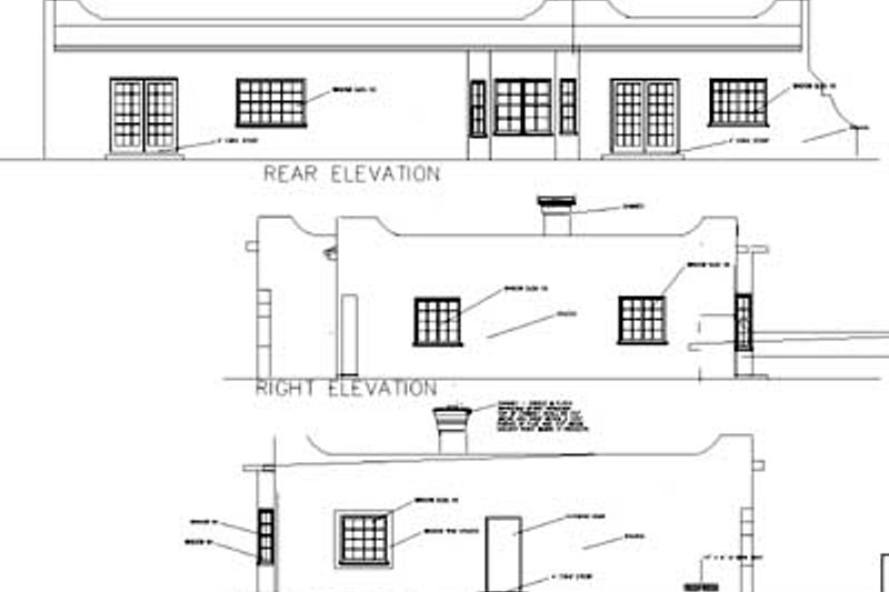Architectural House Design - Exterior - Rear Elevation for Adobe / Southwestern House Plan #1-453 - 3 bed, 2 bath