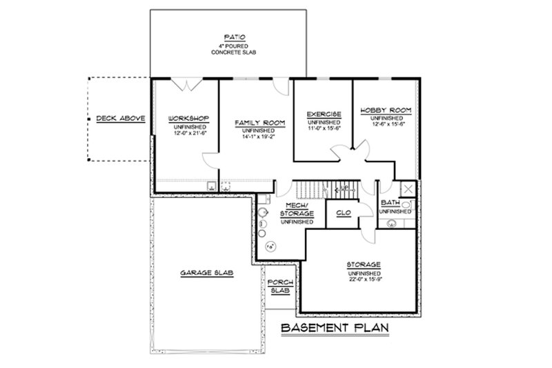 House Plan Design - Floor Plan - Lower Floor for Cottage House Plan #1064-35 - 3 bed, 2.5 bath