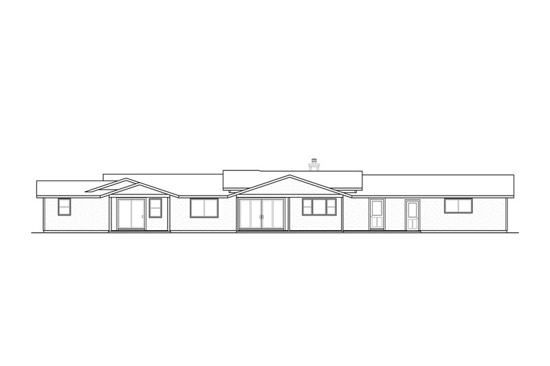 Architectural House Design - Exterior - Rear Elevation for Ranch House Plan #124-1317 - 3 bed, 3 bath