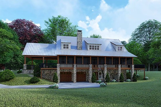 Exterior - Rear Elevation for Country House Plan #923-126 - 3 bed, 4 bath