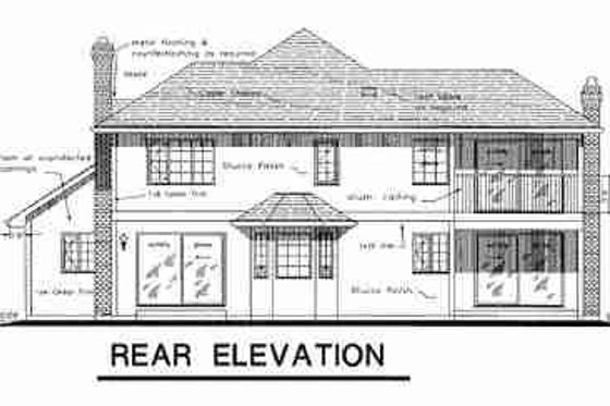 Exterior - Rear Elevation for European House Plan #18-8954 - 4 bed, 2.5 bath
