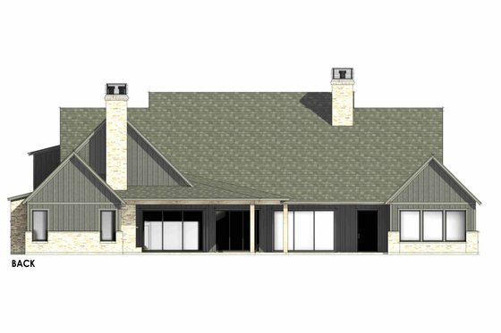 Exterior - Rear Elevation 2 for Cottage House Plan #1096-14 - 4 bed, 4.5 bath