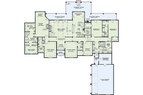 Floor Plan - Main Floor for European House Plan #17-2387 - 4 bed, 3.5 bath