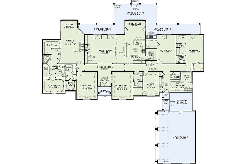 Architectural House Design - Floor Plan - Main Floor for European House Plan #17-2387 - 4 bed, 3.5 bath