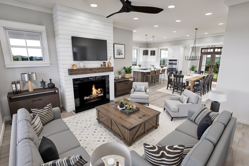 House Design - Interior - Family Room 1 for Farmhouse House Plan #51-1269 - 3 bed, 3.5 bath
