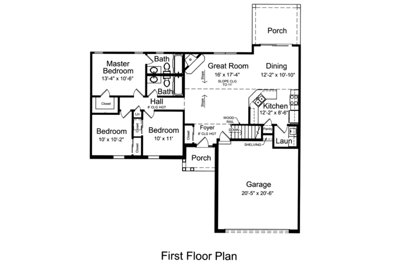 Traditional Style House Plan - 3 Beds 2 Baths 1278 Sq/Ft Plan #46-468 ...