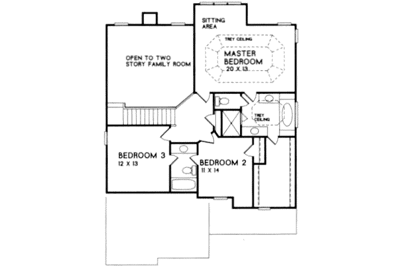 Dream House Plan - Floor Plan - Upper Floor for Southern House Plan #129-133 - 3 bed, 2.5 bath