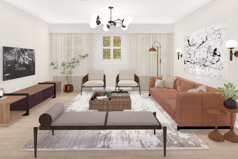 House Blueprint - Interior - Family Room for Traditional House Plan #1060-366 - 1 bed, 1.5 bath