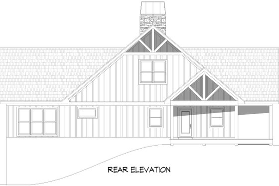 Exterior - Rear Elevation 1 for Farmhouse House Plan #932-1137 - 3 bed, 2.5 bath