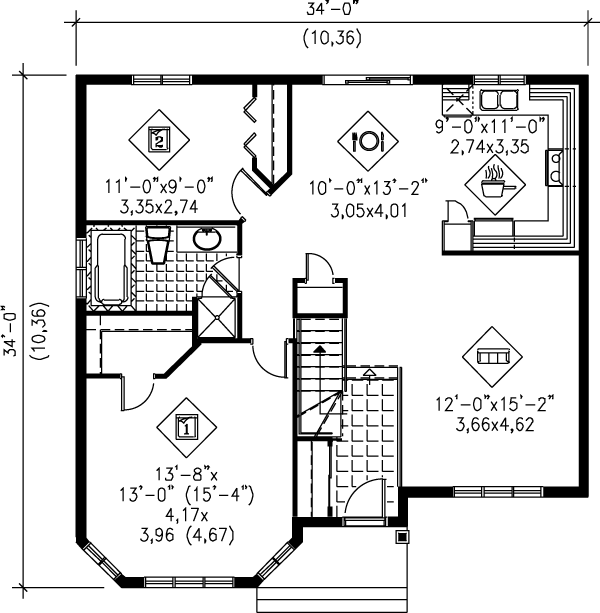 Cottage Floor Plan - Main Floor Plan #25-114