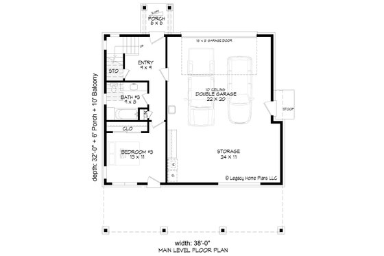 Floor Plan - Main Floor for Southern House Plan #932-886 - 3 bed, 3 bath