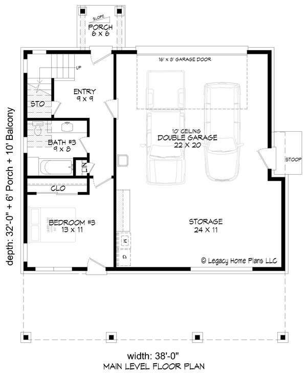 Southern Floor Plan - Main Floor Plan #932-886