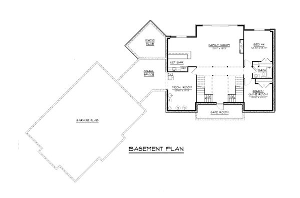 Craftsman Floor Plan - Lower Floor Plan #1064-346