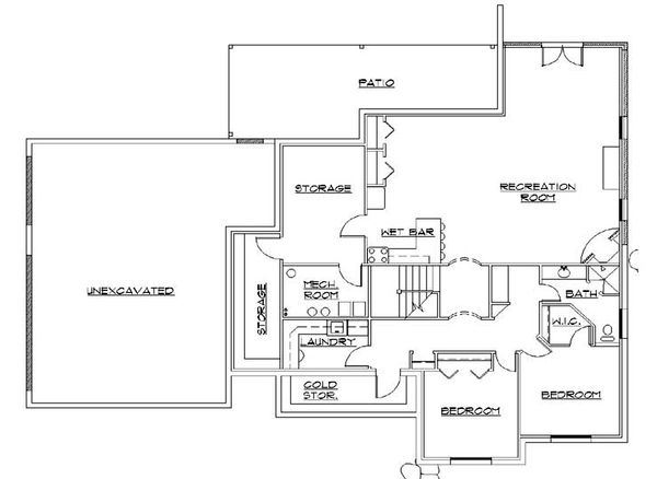 Architectural House Design - Traditional Floor Plan - Lower Floor Plan #5-262