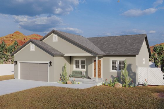 Exterior - Front Elevation 3 for Ranch House Plan #1060-103 - 3 bed, 2 bath
