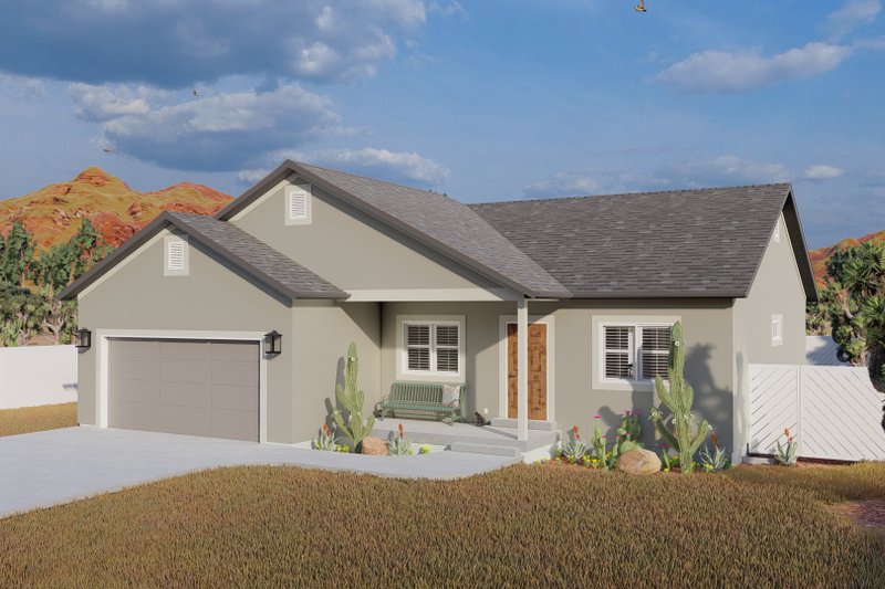 Architectural House Design - Exterior - Front Elevation 3 for Ranch House Plan #1060-103 - 3 bed, 2 bath