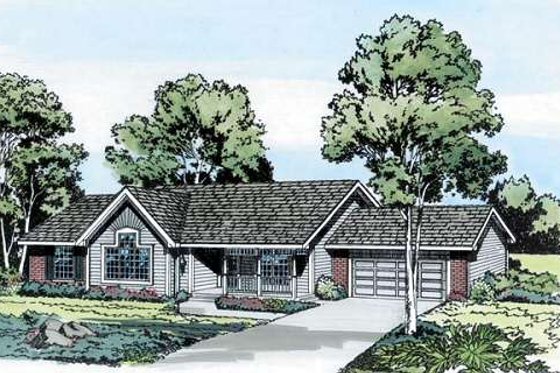 Exterior - Front Elevation for Ranch House Plan #312-282 - 3 bed, 2 bath