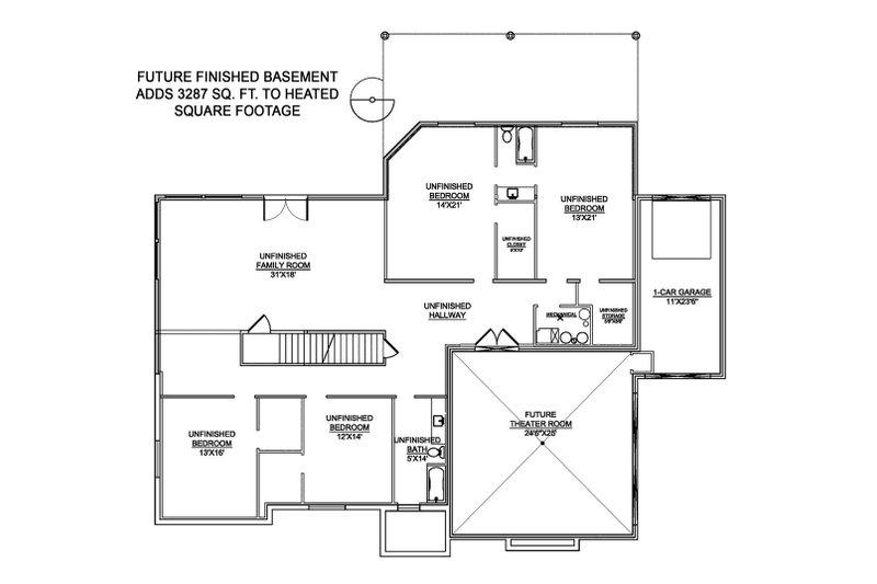 Dream House Plan - Floor Plan - Lower Floor for Craftsman House Plan #1073-1 - 3 bed, 2.5 bath