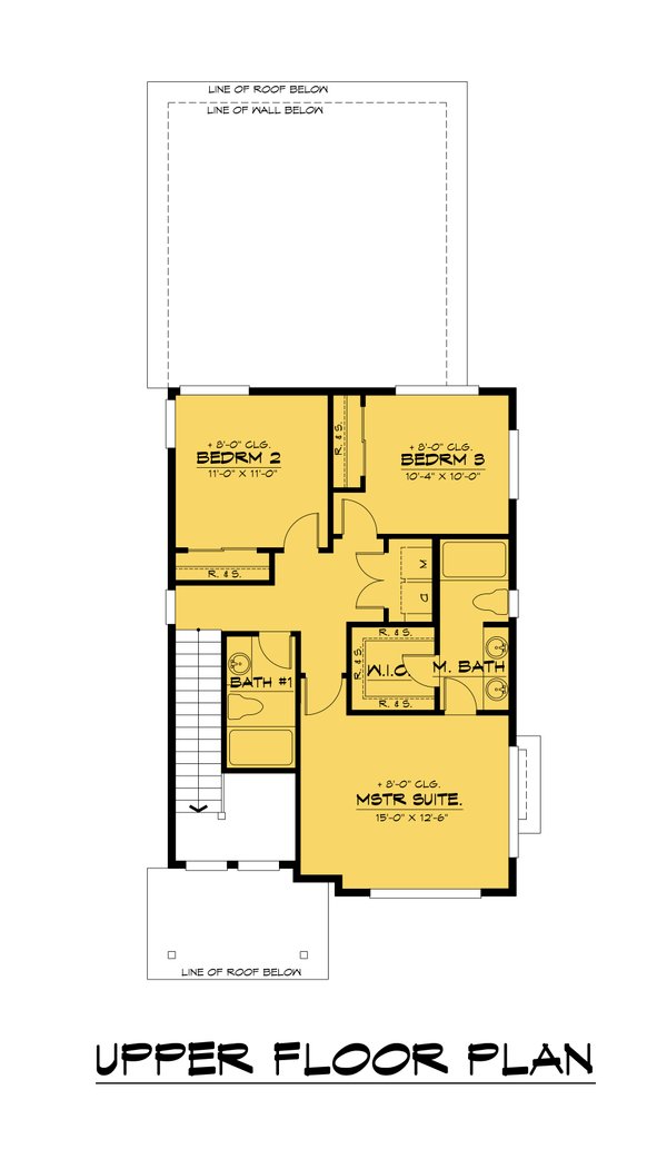 House Blueprint - Contemporary Floor Plan - Upper Floor Plan #1066-207