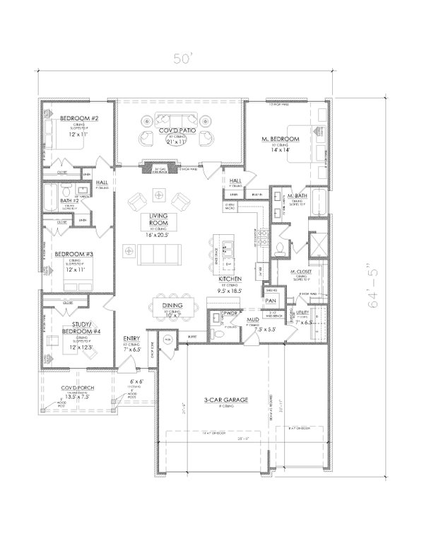 Traditional Floor Plan - Main Floor Plan #1098-3