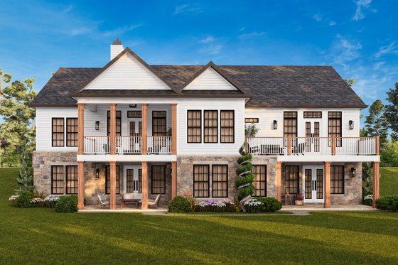 Exterior - Rear Elevation for European House Plan #119-428 - 3 bed, 2.5 bath