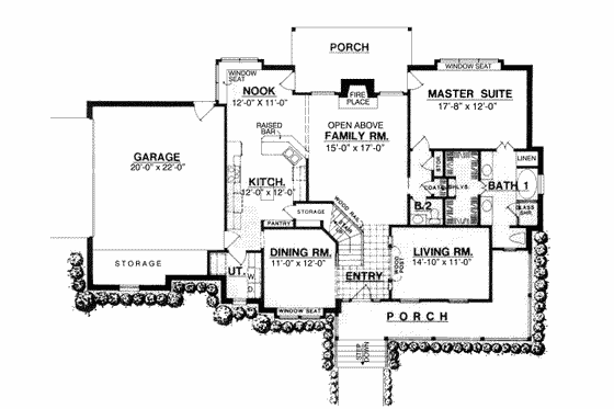 Floor Plan - Main Floor for Country House Plan #40-135 - 3 bed, 2.5 bath