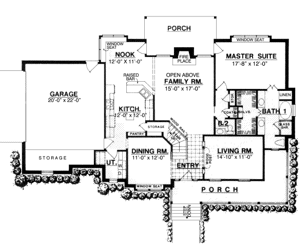 Dream House Plan - Country Floor Plan - Main Floor Plan #40-135