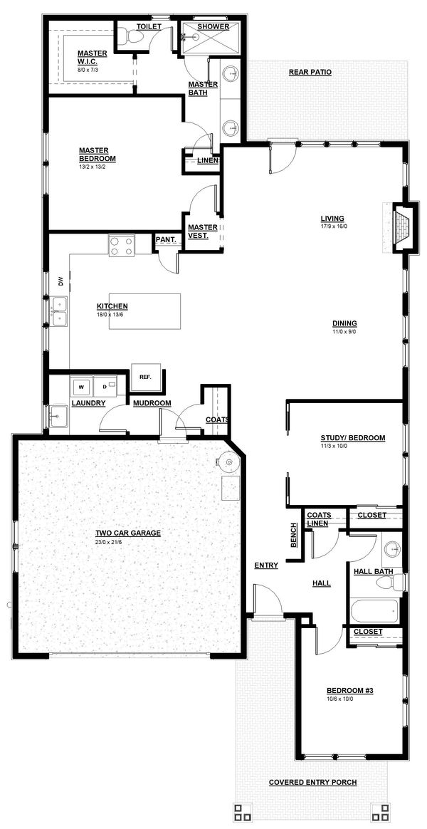 House Blueprint - Craftsman Floor Plan - Main Floor Plan #895-103