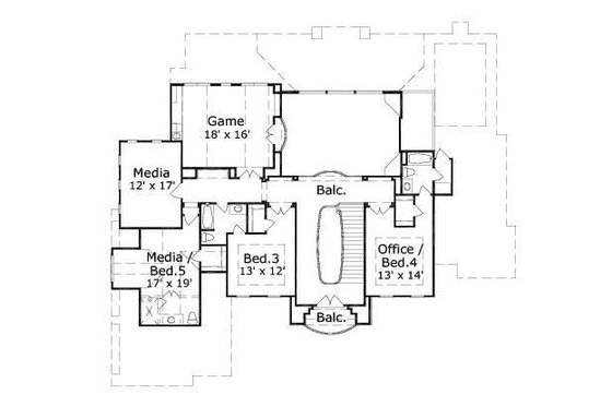 Floor Plan - Upper Floor for European House Plan #411-619 - 4 bed, 4.5 bath