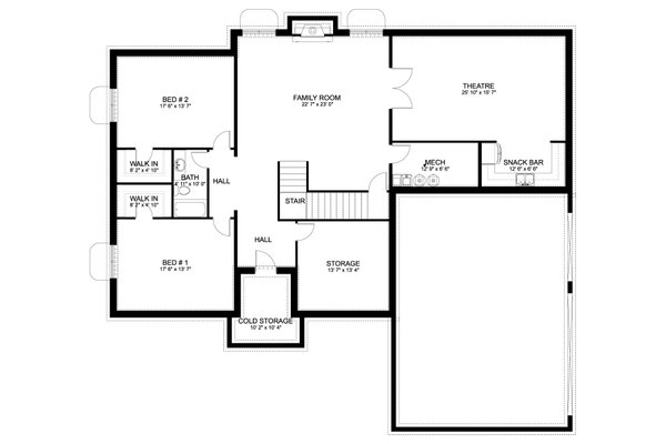 Architectural House Design - Traditional Floor Plan - Lower Floor Plan #1060-269