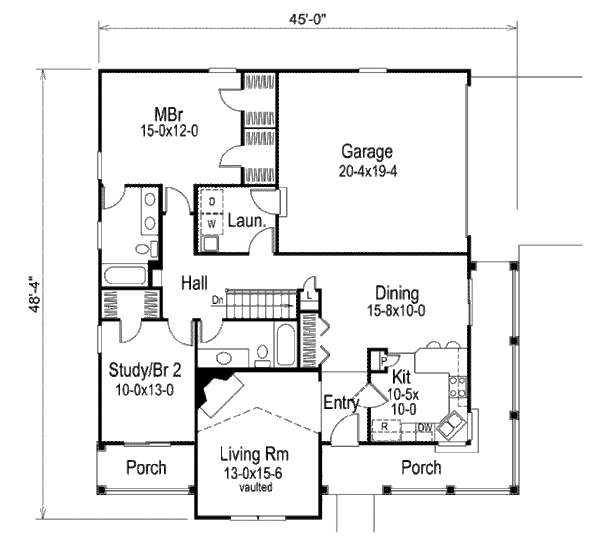 Country Floor Plan - Main Floor Plan #57-338