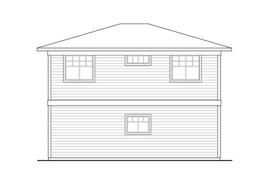 Exterior - Rear Elevation for Traditional House Plan #124-1300 - 2 bed, 1.5 bath