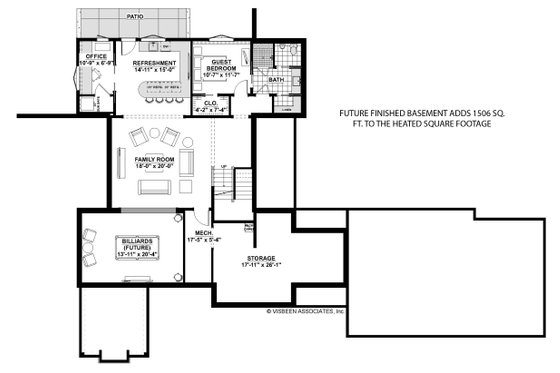 Floor Plan - Lower Floor for Farmhouse House Plan #928-328 - 4 bed, 4 bath