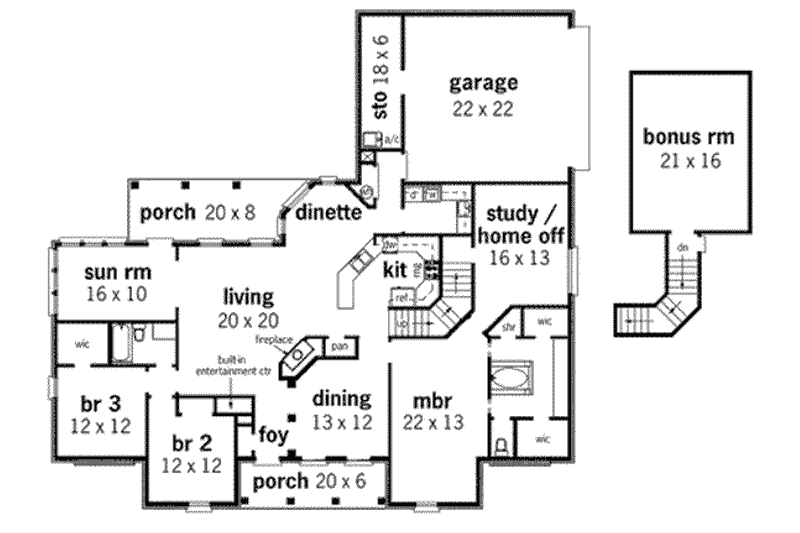 Home Plan - Floor Plan - Main Floor for Traditional House Plan #45-219 - 3 bed, 2 bath